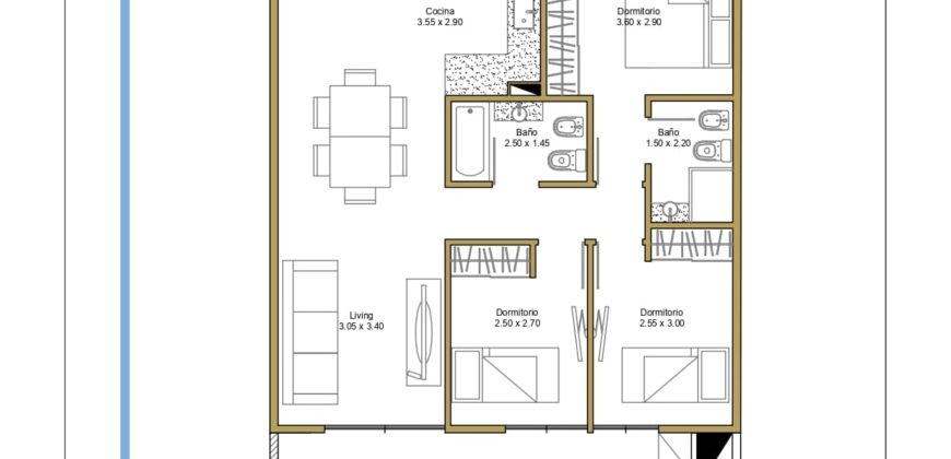 Departamento 4 Ambientes con Balcon, parrilla y Cochera en Almagro